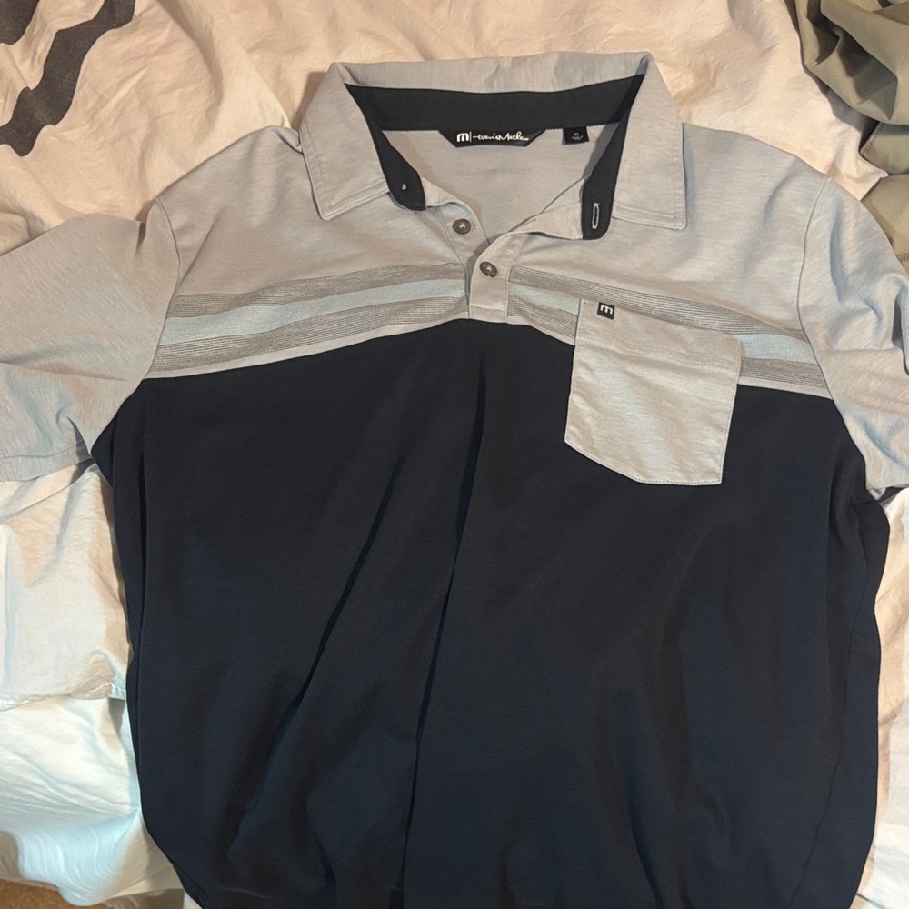 Travis Mathew Gray and Black Polo Shirt
